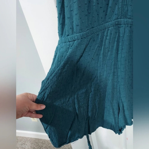 LOFT Plus Dark Teal Blue Clip Dot Romper in Size 22 - Picture 7 of 13